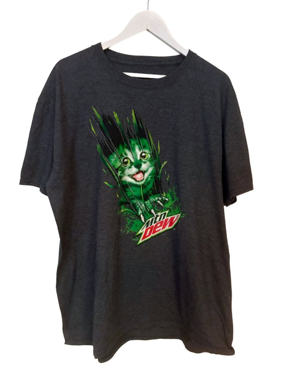 Mountain Dew Mtn Dew Soda Soft Drink Kitty Cat Scratch Claws Dark Gray T-Shirt